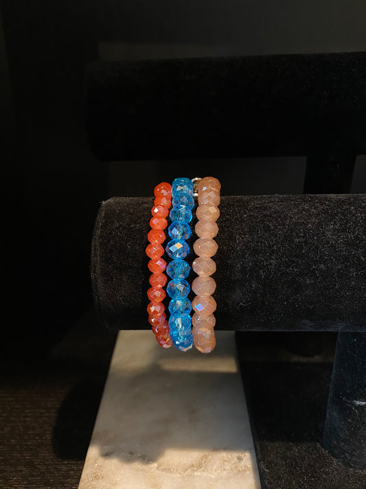 Armband set van 3 rood/roze/blauw